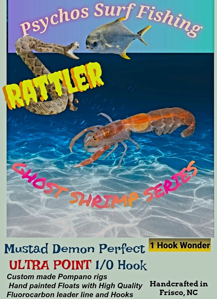Ghost Shrimp Series! RATTLER Premium Pompano Rigs – Psycho's Surf Fishing  Rigs & More