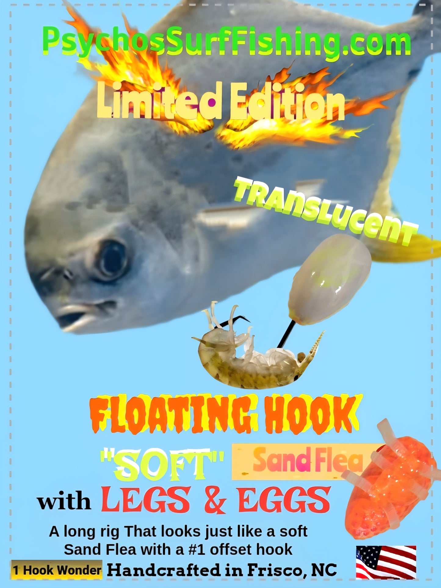 Floating Hook- Soft Sand Flea with Legs & Eggs
