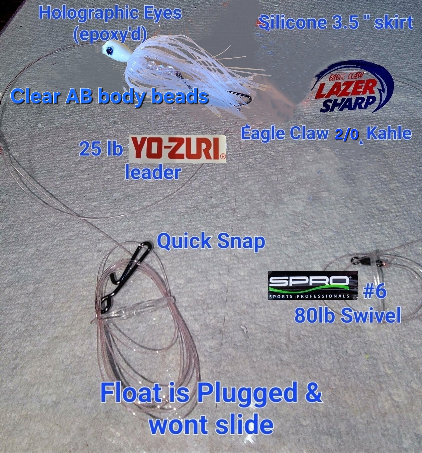 FISH EYE FLOAT RIG                             YOUR GO TO RIG FOR ANY FISH!  Glow White With AB pearl like Body beads