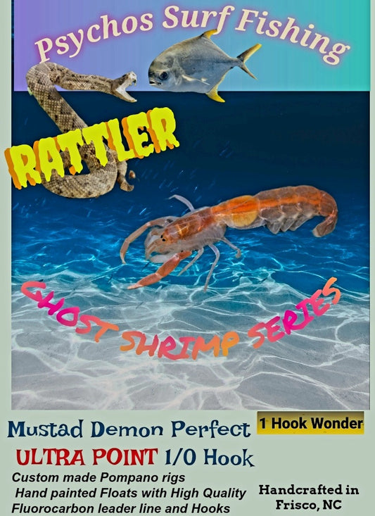 💲 Ghost Shrimp Series!  "RATTLER"      Premium Pompano Rigs