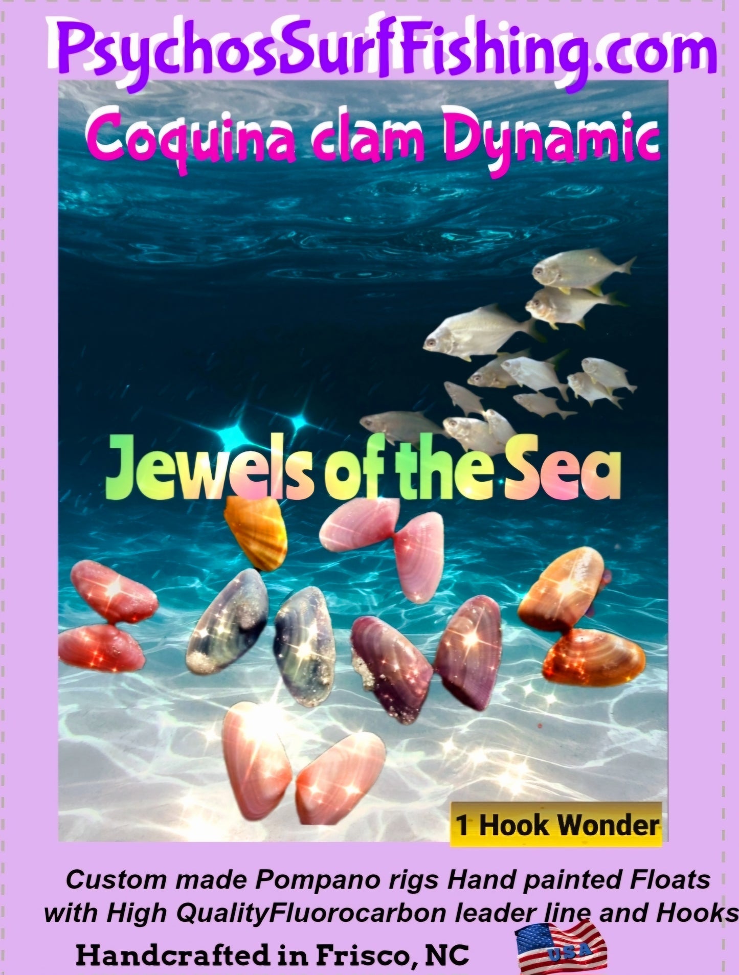 💲 Coquina clam dynamic "Jewels of the Sea" Tear Drop Float