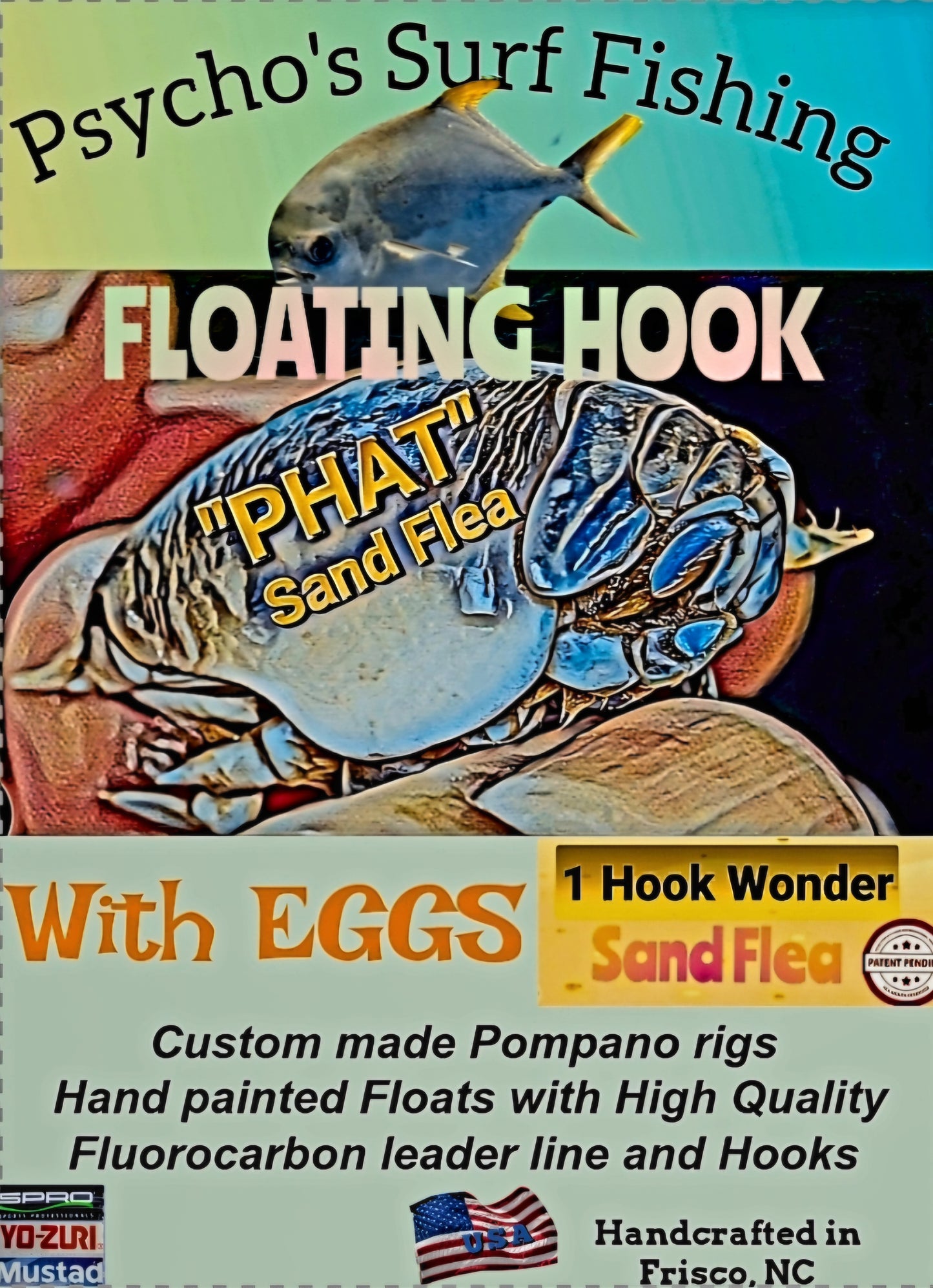 (FLOATING HOOK) "PHAT" Sand Flea with Eggs Pompano Rig