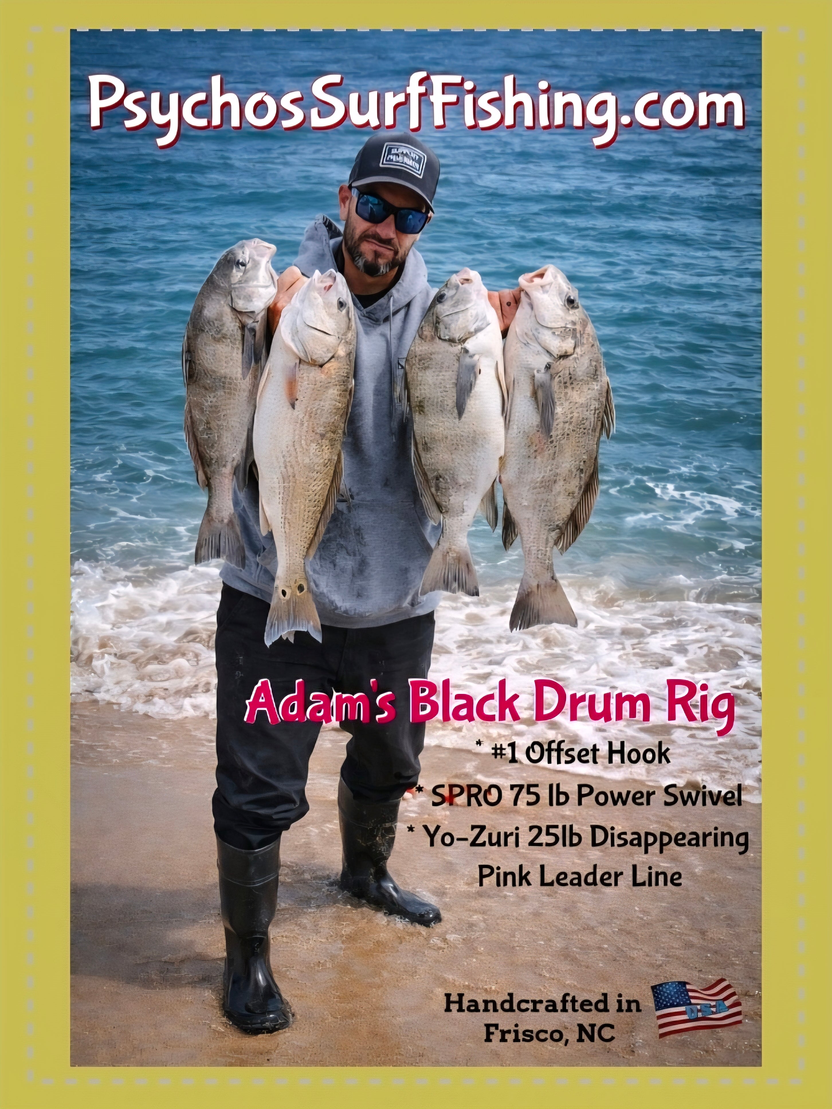 Adam Walker Rig Adam's Black Drum Rig & Secret Weapon – Psycho's Surf Fishing Rigs & More
